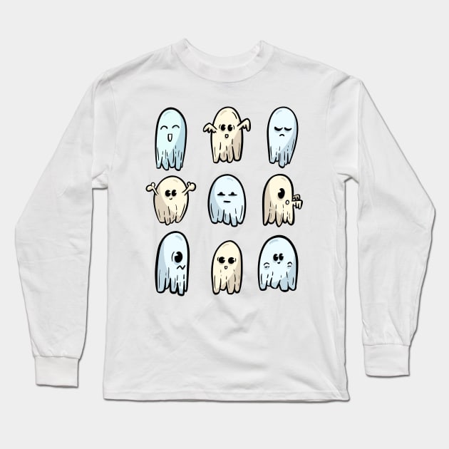 Cute Hallowen Ghosts Long Sleeve T-Shirt by Gravity Zero